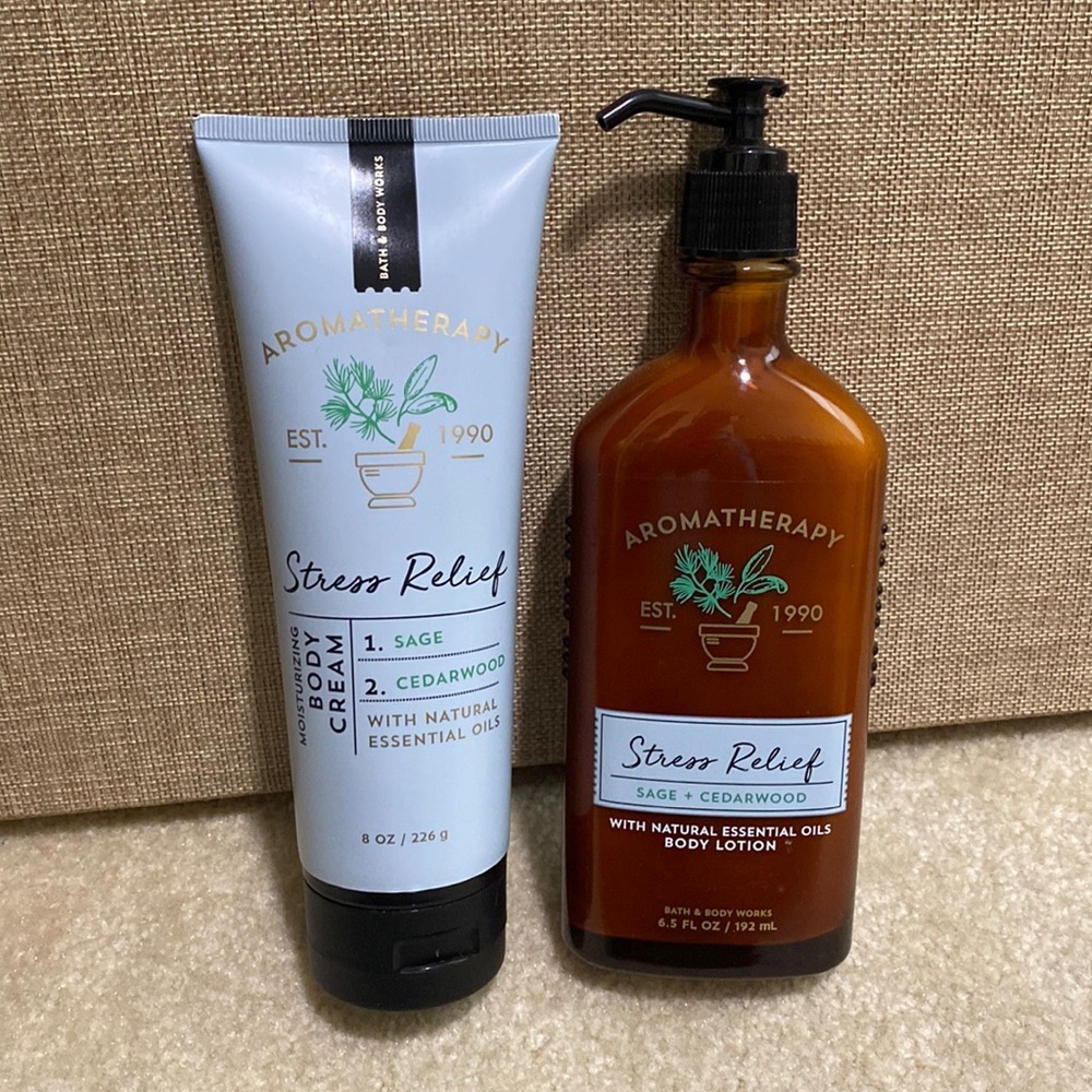 Stress relief Sage and Cedarwood aromatherapy lotion set